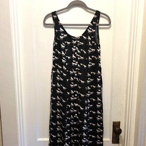 EMERSON FRY Black Horse Print Sleeveless Midi Button Up Dress Women's Size Small
